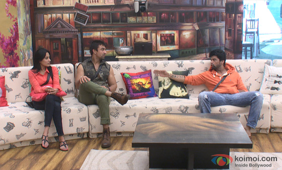 Kamya Panjabi, Ajaz Khan and Kushal Tandon in Bigg Boss 7