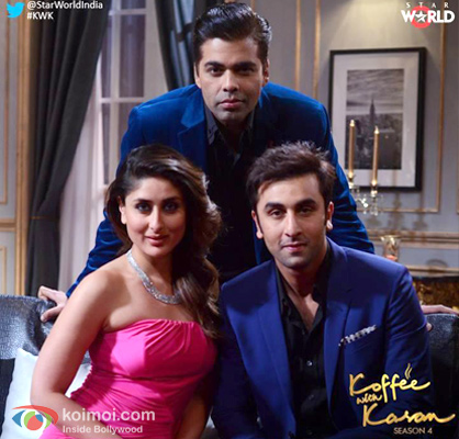 Kareena Kapoor and Ranbir Kapoor with Karan Johar on the sets of ‘Koffee With Karan Season 4’