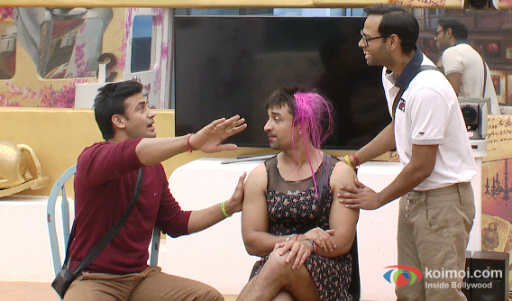 Sangram Singh, Ajaz Khan and VJ Andy in Bigg Boss 7