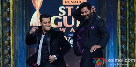 Salman Khan and Prabhu Dheva on the sets of Star Guild Awards
