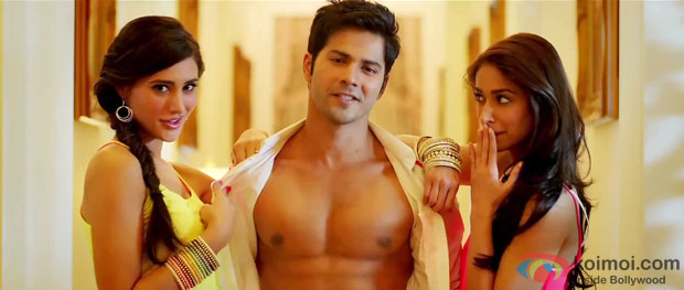 Nargis Fakhri, Varun Dhawan and Ileana DCruz in a still from 'Main Tera Hero'