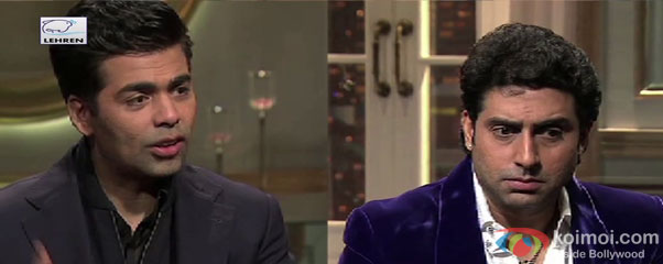Karan Johar and Abhishek Bchchan on the sets of 'Koffee With Karan -4'