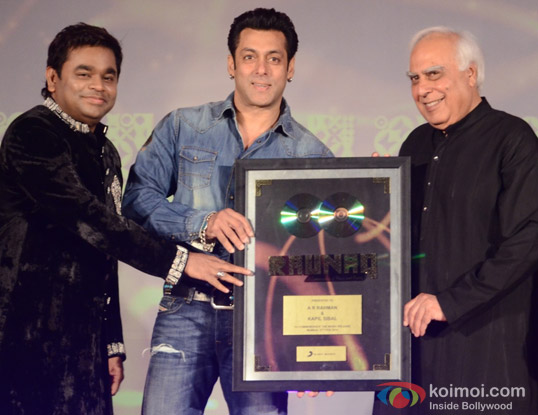 A R Rehman,Salman Khan and Union Minister Kapil Sibal A R Rehman,Salman Khan and Union Minister Kapil Sibal