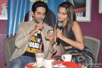 Ayushmann Khurrana and Sonam Kapoor promote 'Bewakoofiyaan' at a Coffee shop Pic 1