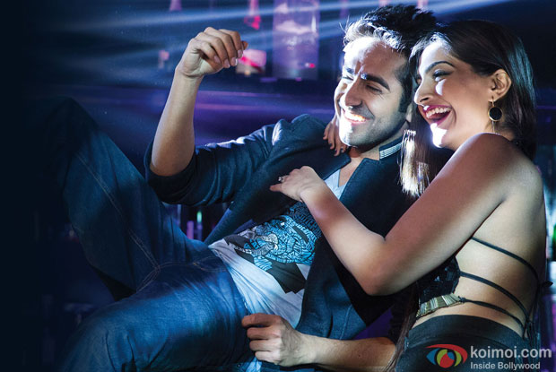 Ayushmann Khurrana and Sonam Kapoor in a still from movie ‘Bewakoofiyaan’