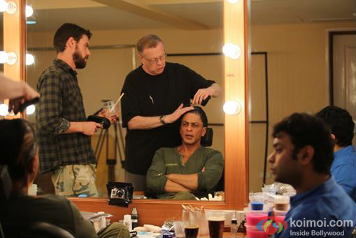 SRK snapped while getting ready for the shoot