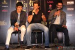 Farhan Akhtar, Hrithik Roshan and Shahid Kapoor during the press meet of IIFA Pic 1