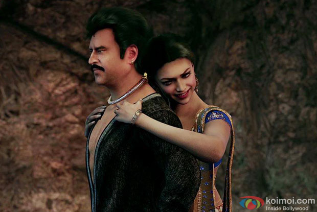 Rajnikanth and Deepika Padukone in a still from movie 'Kochadaiiyaan'