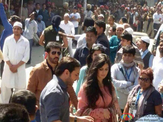 Saif Ali Khan and Katrina Kaif on sets of 'Phantom'