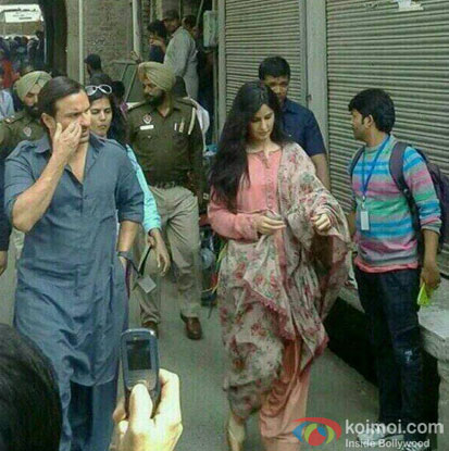 Saif Ali Khan and Katrina Kaif on sets of 'Phantom'