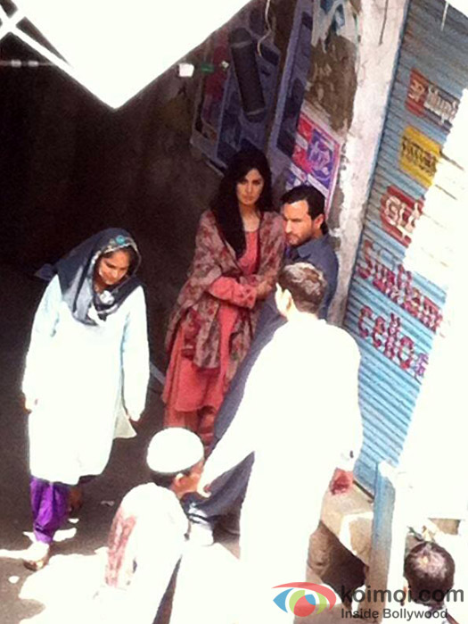 Saif Ali Khan and Katrina Kaif on sets of 'Phantom'