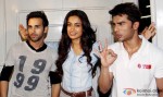 Pulkit Samrat, Sarah Jane Dias and Bilal Amrohi during the special screening of film 'O Teri'
