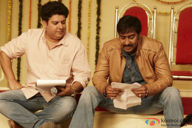 Sajid Khan and Ajay Devgn on the sets of movie 'Himmatwala'