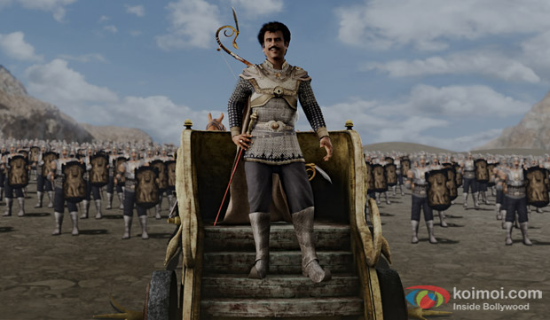 Rajinikanth in a still from movie 'Kochadaiiyaan'