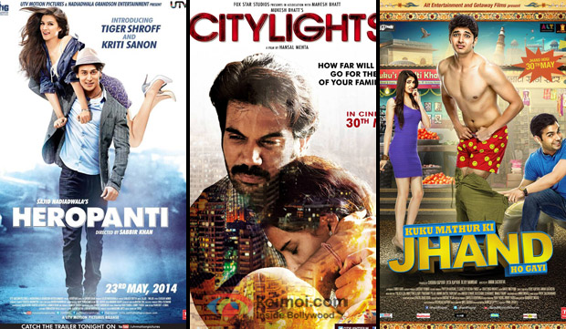 'Heropanti', 'CityLights' and 'Kuku Mathur Ki Jhand Ho Gayi' Movie Poster