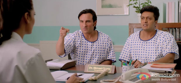 Saif Ali Khan and Riteish Deshmukh in a still from movie ‘Humshakals’