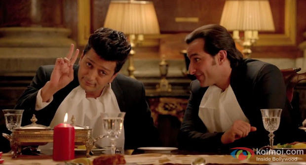 Riteish Deshmukh and Saif Ali Khan in a still from movie ‘Humshakals’