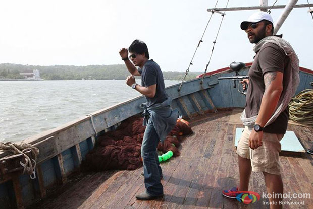 Shah Rukh Khan and Rohit Shetty n the sets of movie 'Chennai Express'