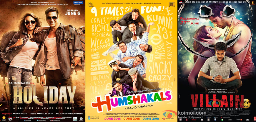 Holiday – A Soldier Is Never Off Duty, Humshakals and Ek Villain Movie Poster