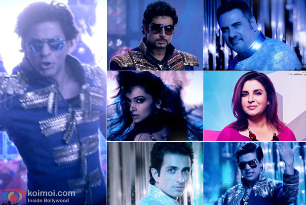 Shah Rukh Khan, Abhishek Bachchan, Boman Irani, Deepika Padukone, Farah Khan, Sonu Sood and Vivaah Shah in a SLAM! The Tour