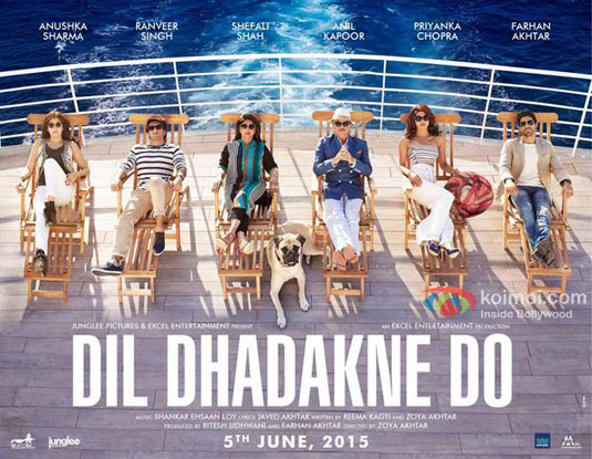Anushka Sharma, Ranveer Singh, Shefali Shah, Anil Kapoor, Priyanka Chopra and Farhan Akhtar in a Dil Dhadakne Do Movie Poster