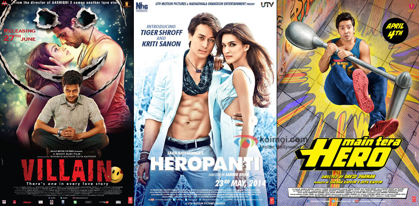 Ek Villain ,Heropanti and Main Tera Hero Movie Poster