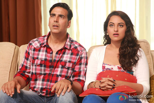 Akshay Kumar and Sonakshi Sinha in a still from movie ‘Holiday – A Soldier Is Never Off Duty’