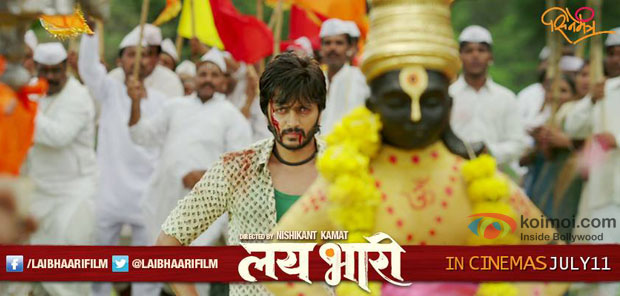 Riteish Deshmukh in a still from movie ‘Lai Bhaari’