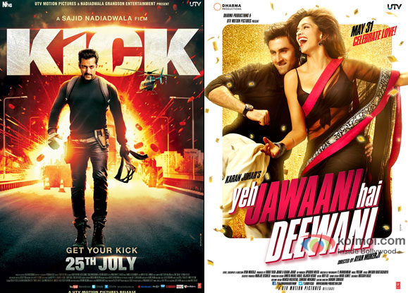 Kick and Yeh Jawaani Hai Deewani Movie Poster Kick Beats Yeh Jawaani Hai Deewani Collection