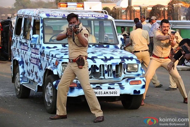 Ajay Devgn in a still from movie 'Singham Returns'