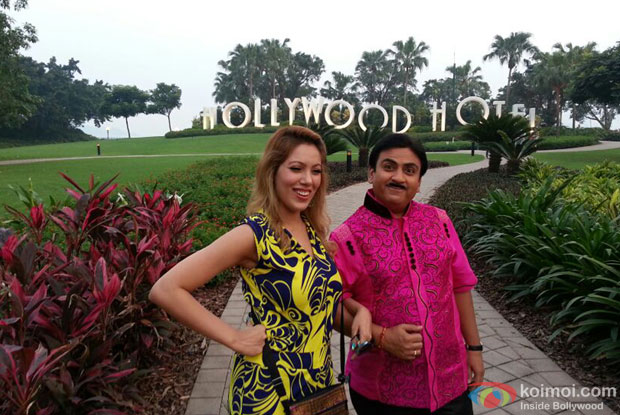Babita with Jetha at HongKong Disneyland