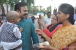 Vivaan Veer Oberoi and Vivek Oberoi at Iskon Temple