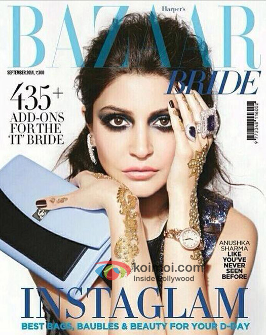 Anushka Sharma On Harper's Bazaar Bride Magazine Cover September 2014 Issue