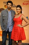 Aditya Roy Kapur and Parineeti Chopra during the Daawat-e-Ishq Food Yatra press Conference Pic 1