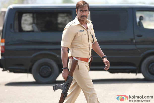 Ajay Devgn in a still from movie 'Singham Returns'
