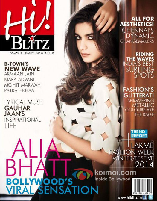 Alia Bhatt On Hi! Blitz Magaine Cover September 2014 Issue Alia Bhatt On Hi! Blitz Magaine Cover September 2014 Issue