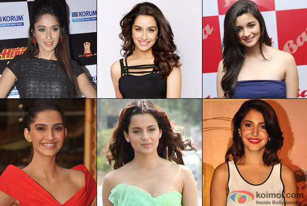 Illeana Dcruz, Shraddha Kapoor, Alia Bhatt, Sonam Kapoor, Kangana Ranaut and Anushka Sharma