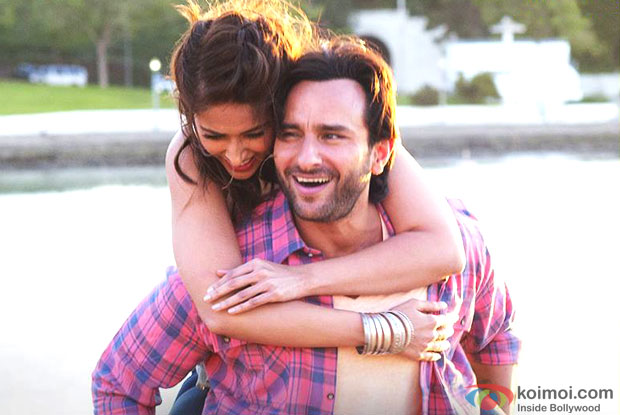 Ileana Dcruz and Saif Ali Khan in a still from movie 'Happy Ending'