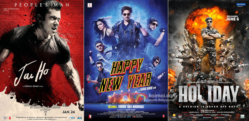 'Jai Ho' , 'Happy New Year' and 'Holiday' movie posters 'Jai Ho' , 'Happy New Year' and 'Holiday' movie posters