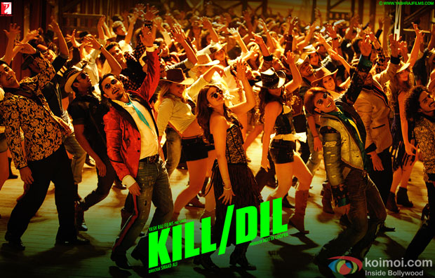 Ali Zafar, Parineeti Chopra and Ranveer Singh a in a still from movie 'Kill Dil'