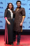 Sonakshi Sinha and Arjun Kapoor during the trailer lainch of movie 'Tevar' Pic 1