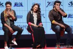Manoj Bajpai, Sonakshi Sinha and Arjun Kapoor during the trailer lainch of movie 'Tevar'