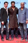 Sanjay Kapoor, Arjun Kapoor and Boney Kapoor during the trailer lainch of movie 'Tevar'