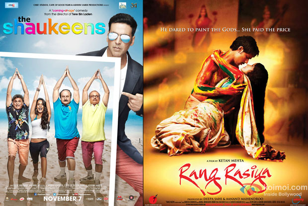 'The Shaukeens' and 'Rang Rasiya' movie posters
