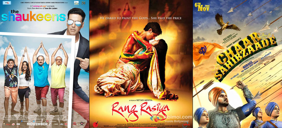 'The Shaukeens', 'Rang Rasiya' and 'Chaar SahibZaade' movie posters