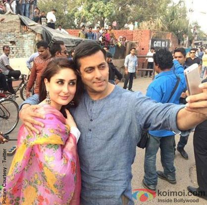 Kareena Kapoor and Salman khan on the sets of movie' Bajrangi Bhaijaan'