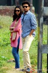 Deepika Padukone and Irrfan Khan on the sets of movie 'Piku' in Kolkata Pic 1