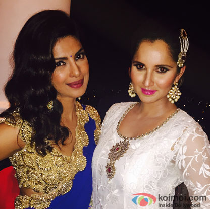 Priyanka Chopra and Sania Mirza during the Arpita Khan-Ayush Sharma's Wedding