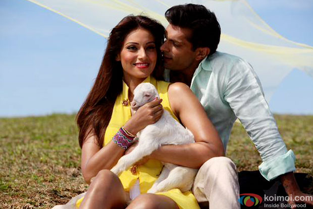 Bipasha Basu and Karan Singh Grover in a still from movie 'Alone'