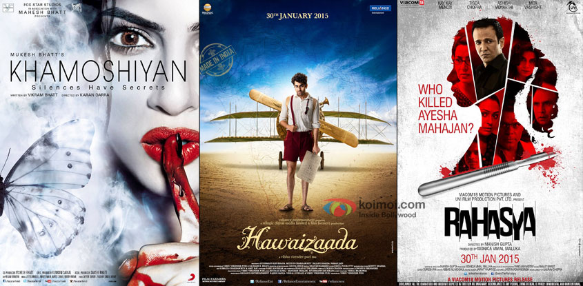 'Khamoshiyan', 'Hawaizaada' and 'Rahasya' movie posters
